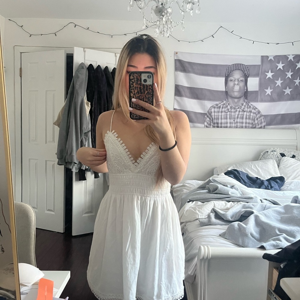 Francesca's Collections White Spaghetti Strap Mini Dress